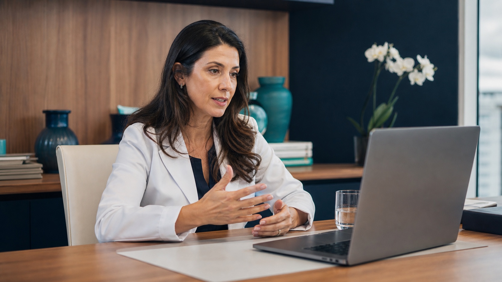 Profissional de saúde em uma teleconsulta