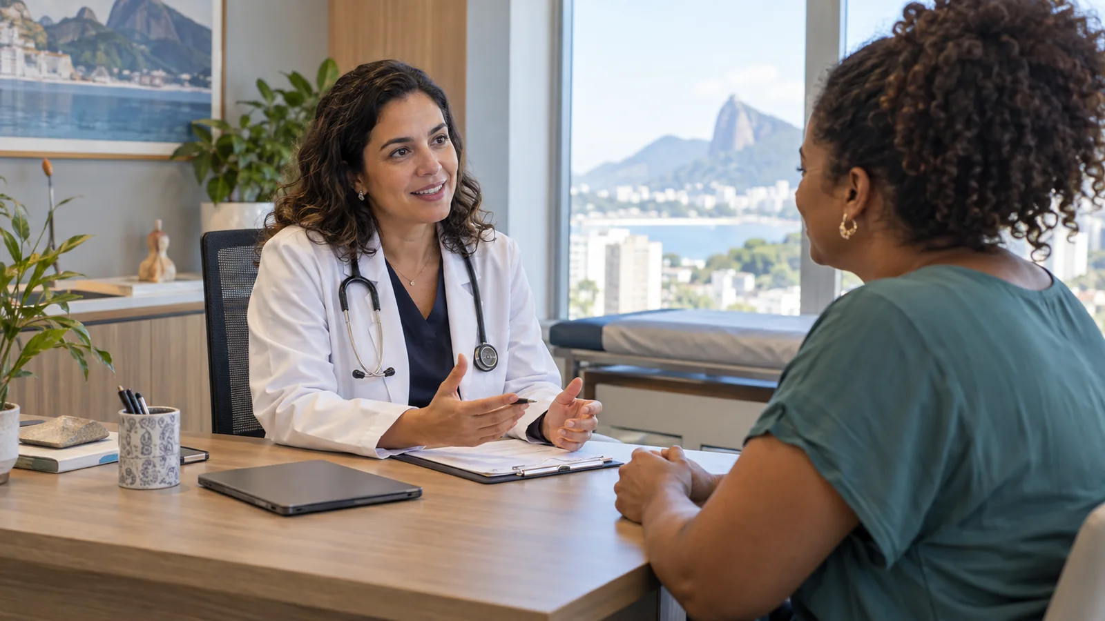 Cena editorial ilustrativa de atendimento em Clínica Médica
